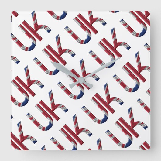 The UK Union Jack British Flag Typography Pattern Vierkante Klok (Voorkant)