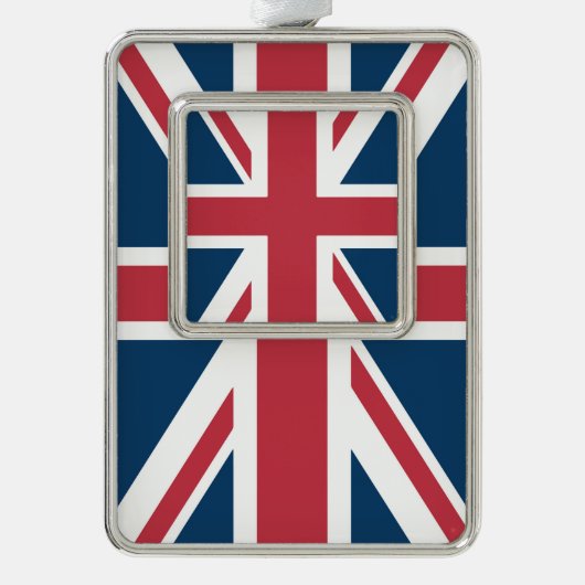 The Union Jack British Flag Verzilverd Kader Ornament (Voorkant)