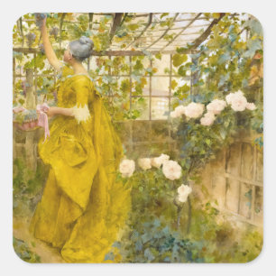 The Vine, 1884 by Carl Larsson Vierkante Sticker