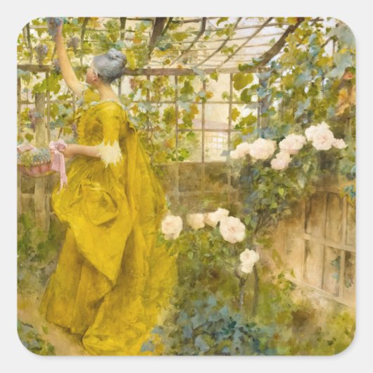 The Vine, 1884 by Carl Larsson Vierkante Sticker (Voorkant)