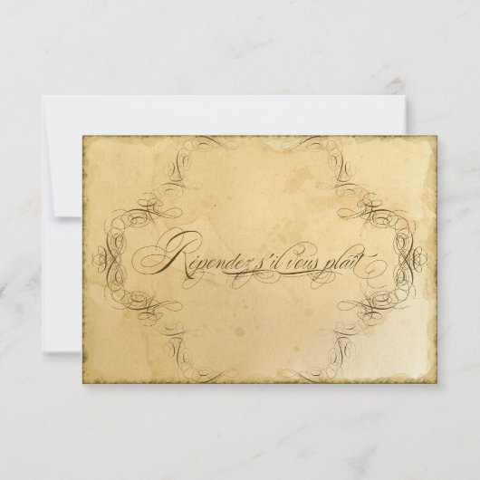 Thé vintage Élégant Nuit Mariage RSVP (Dos)