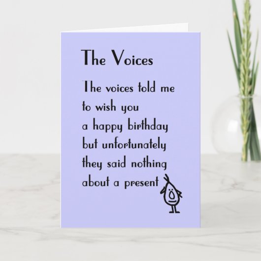 The Voices - een verjaardagsgedicht Kaart (Voorkant)