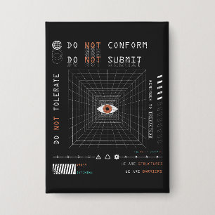 The Watcher - Techno-Brutalist Streetwear Design Button