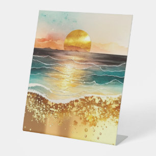 The Watercolor Beach Serie Ontwerp 3 Reclamebord Met Voetstuk