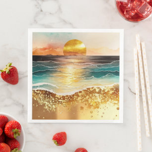 The Watercolor Beach Serie Ontwerp 3 Servet