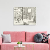 "The Weaving of Flower'd Silks", twee vrouwen op h Canvas Afdruk (Insitu (Woonkamer))