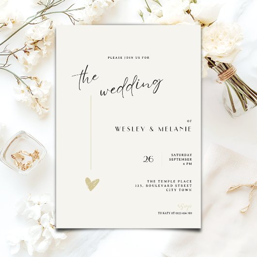 The wedding Invitation - Minimalist Black and Gold