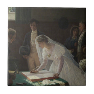 The Wedding Register (door Edmund Blair Leighton) Tegeltje