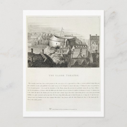 The Wereldbol Theater, c.1647, gepubliceerd door R Briefkaart (Voorkant)