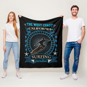 The West Coast California Surfing Fleece Deken
