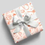 Thé Whimsical Style Doodle<br><div class="desc">Papier d'emballage Whimsical style doodle, avec gâteaux, tasses et théières</div>