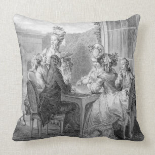 The Whist Party, 1783, gegraveerd door Jean Dambru Kussen