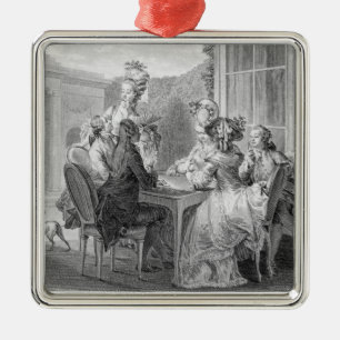 The Whist Party, 1783, gegraveerd door Jean Dambru Metalen Ornament