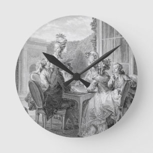 The Whist Party, 1783, gegraveerd door Jean Dambru Ronde Klok