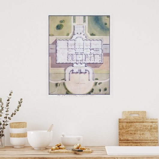 The White House Washington D.C. Architecture Plan Poster (Keuken)