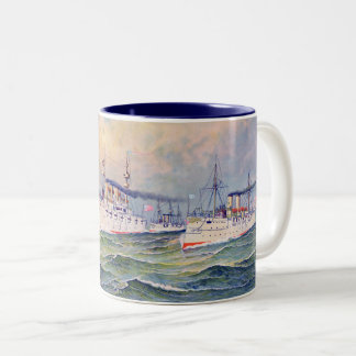 "The white squadron" Amerikaanse marine, 1893 Tweekleurige Koffiemok