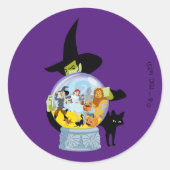 The Wicked Witch Crystal Ball Halloween Ronde Sticker (Voorkant)