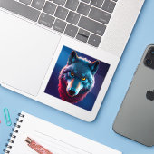 The Wild Gaze - Square Vinyl Sticker (Laptop met iPhone)