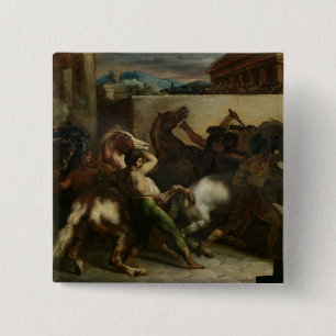The Wild Horse Race at Rome, c.1817 Vierkante Button 5,1 Cm