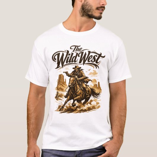 The Wild West – Cowboy in Action T-Shirt (Devant)
