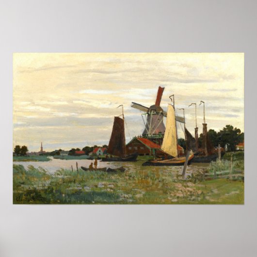 The Windmill Zaandam, Monet 1871 Poster (Voorkant)