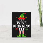 The Wine Drinking Elf Funny Matching Family Christ Kaart (Voorkant)