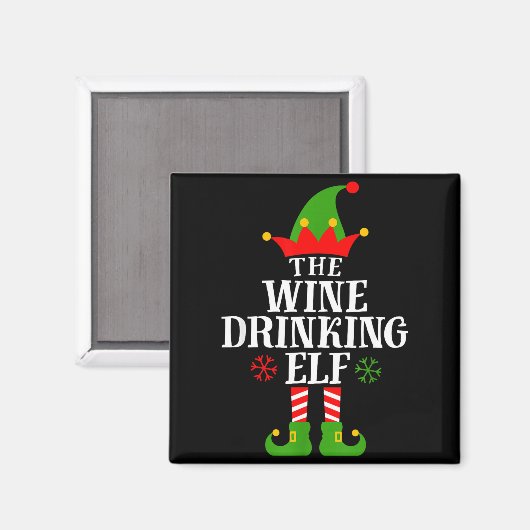 The Wine Drinking Elf Funny Matching Family Christ Magneet (Voorkant / Achterkant)