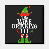 The Wine Drinking Elf Funny Matching Family Christ Magneet (Voorkant)