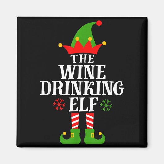 The Wine Drinking Elf Funny Matching Family Christ Magneet (Voorkant)
