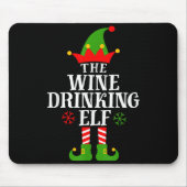 The Wine Drinking Elf Funny Matching Family Christ Muismat (Voorkant)