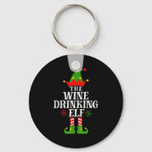 The Wine Drinking Elf Funny Matching Family Christ Sleutelhanger (Voorkant)