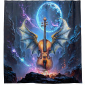 The Winged Violin of Moonlit Realms Douchegordijn (Voorkant)