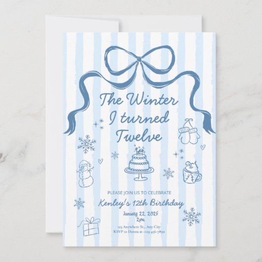 The Winter I turned 12 Birthday Invitation (Devant)