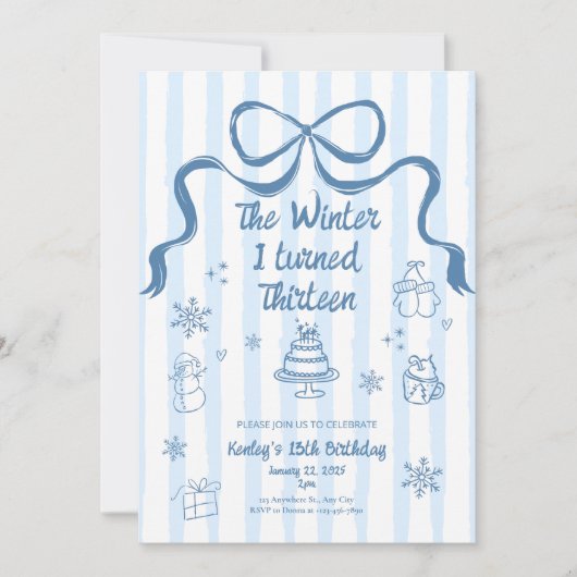 The Winter I turned 13 Birthday Invitation (Devant)