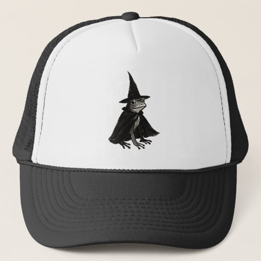 The Witch Frog – Ink Brush Halloween Design on Trucker Pet (Voorkant)