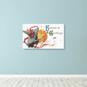 The Witch's Kiss: een Jack of Lantern op Halloween Canvas Afdruk (Insitu (Houten vloer))