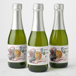 The Witch's Kiss: een Jack of Lantern op Halloween Sparkling Wijnetiket