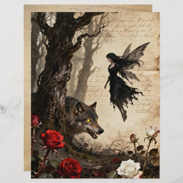 The Wolf and The Fairy Scrapbook Paper (Voorkant / Achterkant)