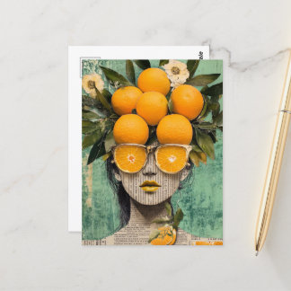 The Woman and the Oranges Collage Briefkaart