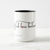 The WORK LOVE BALANCE script w/compass heart mini Mok (Midden)