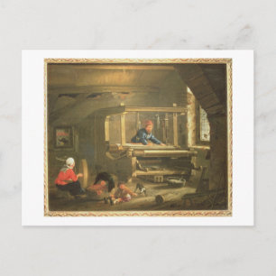 The Workshop of a Weaver, 1656 (oil on canvas) Briefkaart