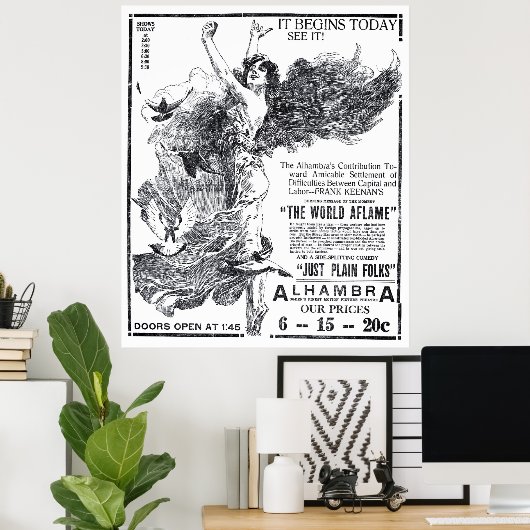 'The World Aflame' 1919 film en poster (Thuiskantoor)