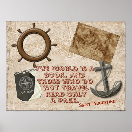 The World is a Book - Quote Saint Augustine print (Voorkant)