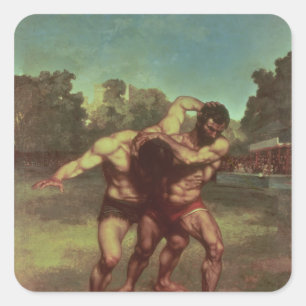 The Wrestlers, 1853 Vierkante Sticker
