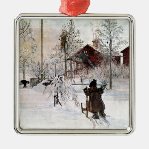 The Yard and Wash House, Carl Larsson Metalen Ornament