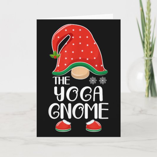 The Yoga Gnome Elf Matching Family Group Christmas Kaart (Voorkant)