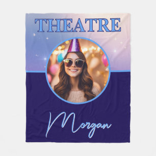 Theater Deep Royal Custom Foto en Naam Fleece Deken