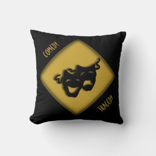 Theater Happy Sad Griekse maskers Gold Sierkussen