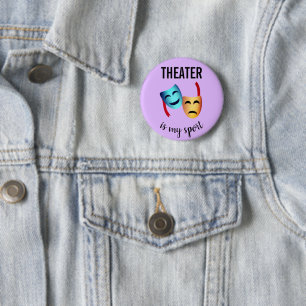 'Theater is mijn sport' drama maskeert emoji thesp Ronde Button 5,7 Cm