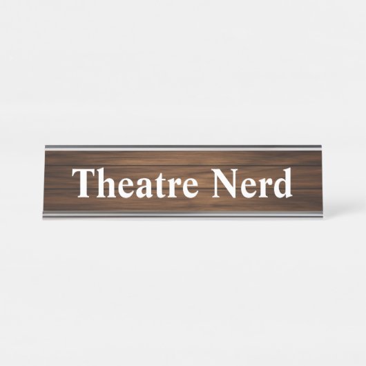 Theater Nerd Funny Retro Wood Grain Paneling Bureau Naambordje (Voorkant)
